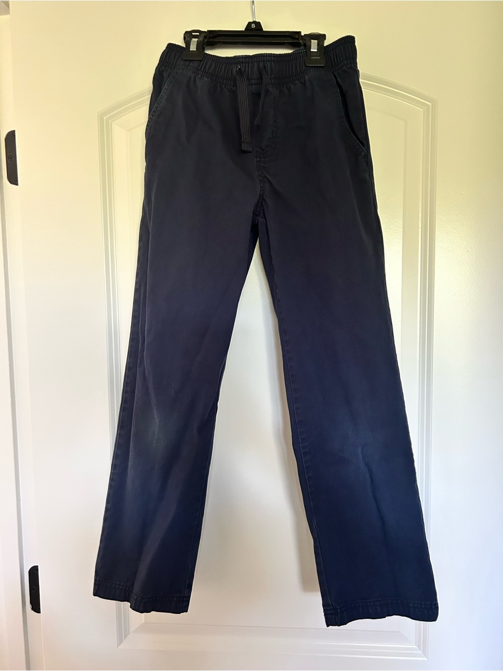 Navy Elastic-Waist Casual Pants